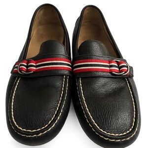 Polo by Ralph Lauren Willem Black Loafers Mens Size 13 Red and White Accents
